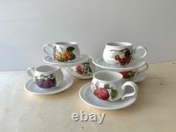 Set of 6 vintage Pomona Portmeirion cups and saucers, botanical coffee / tea set
