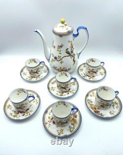 Set of Coffee Pot 6 Aynsley Pembroke Cups & Saucers Vintage Fine Porcelain VGC