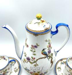 Set of Coffee Pot 6 Aynsley Pembroke Cups & Saucers Vintage Fine Porcelain VGC