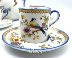 Set of Coffee Pot 6 Aynsley Pembroke Cups & Saucers Vintage Fine Porcelain VGC