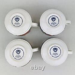 Set of Four VTG Villeroy & Boch ACAPULCO Flat Coffee Cup & Saucer Blue Stamp MCM