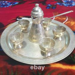 Sets Tea Vintage Arabic Sauser Cooper Coffee Cup Brass Pure Rar