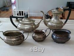 Sheffield England 1920 Silver Plate Georgian Style Coffee & Tea Pot Set Vintage