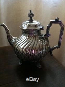 Sheffield Silver Tea Coffee Set Lot 19th C VTG Creamer Sugar Pots Ribbed English