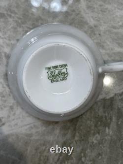 Shelley Fine Bone China England Coffee Pot & 4 Cups Floral Tea Set Vintage