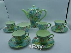 Shelley Melody Vintage Complete Coffee Set Coffee Pot, M/j And S/b +4 Duos