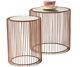 Small Metal Side Table Vintage Mirrored Top Coffee Tables Set Copper Furniture