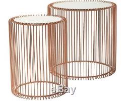 Small Metal Side Table Vintage Mirrored Top Coffee Tables Set Copper Furniture