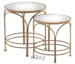 Small Metal Side Table Vintage Mirrored Top Coffee Tables Set Luxury Furniture