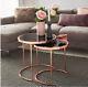 Small Metal Side Table Vintage Round Glass Top Coffee Tables Room Furniture Set