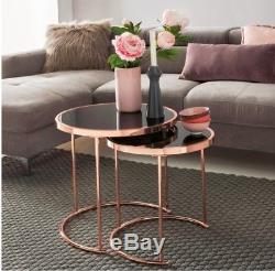 Small Metal Side Table Vintage Round Glass Top Coffee Tables Room Furniture Set