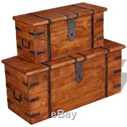 Solid Wood Storage Box Chest Trunk Coffee Table Handmade Vintage Furniture Set