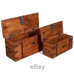 Solid Wood Storage Box Chest Trunk Coffee Table Handmade Vintage Furniture Set