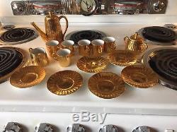 St. Kilda 22K Gold Plated Porcelain Tea / Coffee Set for Six Vintage 1950's