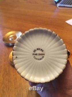 St. Kilda 22K Gold Plated Porcelain Tea / Coffee Set for Six Vintage 1950's