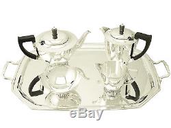 Sterling Silver Four Piece Tea and Coffee Set Art Deco Style Vintage