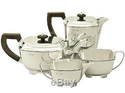 Sterling Silver Four Piece Tea and Coffee Set, Art Deco, Vintage George VI