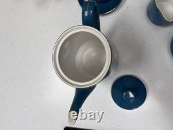 Stunning Vintage Chinese tea/coffee set with cranes design teal blue