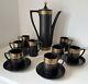 Stunning Vintage Portmierion Greek Key Coffee Set Black & Gold Pattern Complete