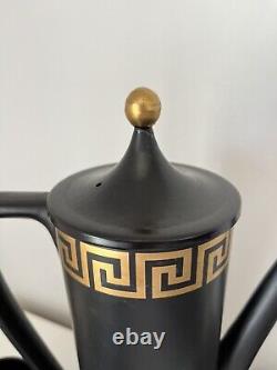 Stunning Vintage Portmierion Greek Key Coffee Set Black & Gold Pattern Complete