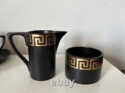 Stunning Vintage Portmierion Greek Key Coffee Set Black & Gold Pattern Complete