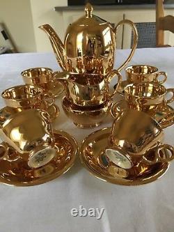 Stunning Vintage Royal Winton Grimwades Gold Lustre Coffee Set for Six