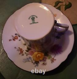 Super Vintage Royal Crown Derby Posies Pattern Silk Padded Boxed Coffee Set