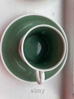 Susie Cooper 6 X Wedgwood Star Burst Green Star Coffee Cup and Saucer set