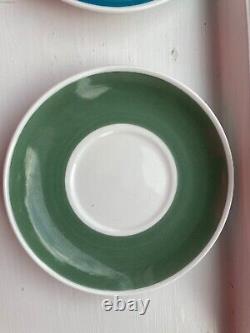 Susie Cooper 6 X Wedgwood Star Burst Green Star Coffee Cup and Saucer set