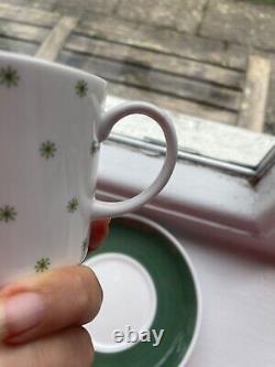 Susie Cooper 6 X Wedgwood Star Burst Green Star Coffee Cup and Saucer set