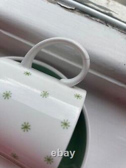 Susie Cooper 6 X Wedgwood Star Burst Green Star Coffee Cup and Saucer set