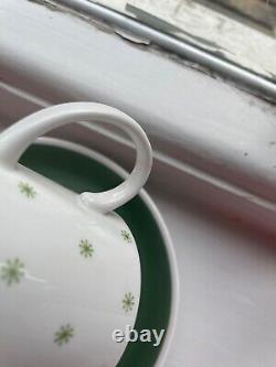 Susie Cooper 6 X Wedgwood Star Burst Green Star Coffee Cup and Saucer set