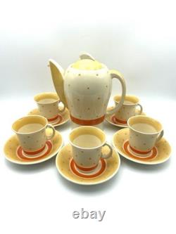 Susie Cooper Burslem Coffee Set 5 Cups Saucers Plus Coffee Pot Vintage