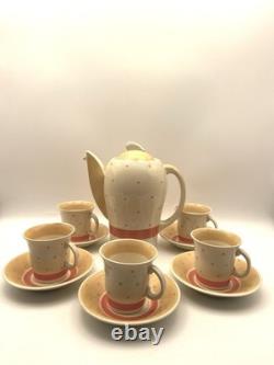 Susie Cooper Burslem Coffee Set 5 Cups Saucers Plus Coffee Pot Vintage