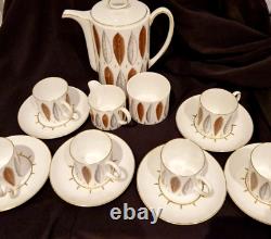 Susie Cooper Hyde Park Coffee Pot, 6 Coffee cans & saucers, 1959 Vintage