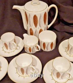 Susie Cooper Hyde Park Coffee Pot, 6 Coffee cans & saucers, 1959 Vintage