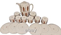 Susie Cooper Hyde Park Coffee Pot, 6 Coffee cans & saucers, 1959 Vintage