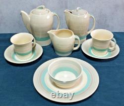 Susie Cooper Kestrel Green Grey Coffee Pot Set1 Art Deco Vintage Crownworks Rare
