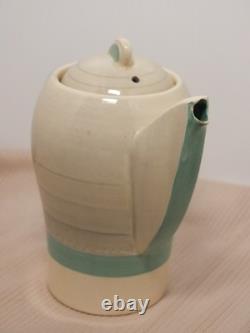 Susie Cooper Kestrel Green Grey Coffee Pot Set1 Art Deco Vintage Crownworks Rare