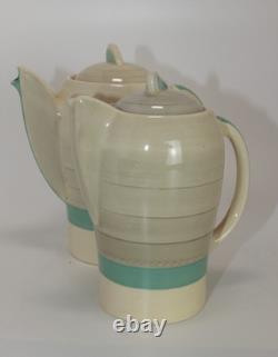 Susie Cooper Kestrel Green Grey Coffee Pot Set1 Art Deco Vintage Crownworks Rare