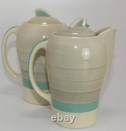 Susie Cooper Kestrel Green Grey Coffee Pot Set1 Art Deco Vintage Crownworks Rare