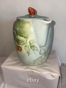 Swiss Langenthal Vintage Porcelain Hand Painted Cherry Coffee Pot Set 4pc