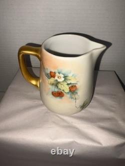Swiss Langenthal Vintage Porcelain Hand Painted Cherry Coffee Pot Set 4pc