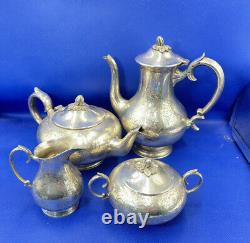 Tea & Coffee Pot Jug with Bowl Set EPNS Antique Vintage 1930 Engraved Marrow Top