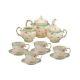 Tea Set English Style Green 11 Pc Porcelain Teapot Coffee Creamer Vintage Cups