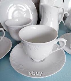 Tea coffee set Cmielów pure white porcelain excellent condition