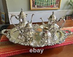 Towle Grand Duchess Vintage Silverplate 5 Pc Tea Coffee Set & Tray E. P6955 Oval