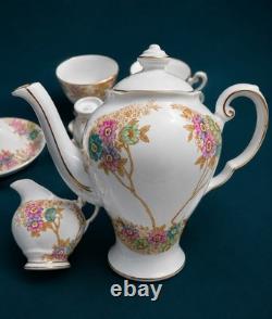 Tuscan Plant Vintage Fine English Bone China Coffee Set for Four c1930s