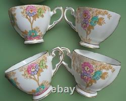Tuscan Plant Vintage Fine English Bone China Coffee Set for Four c1930s