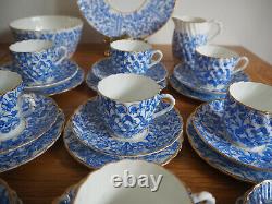 Unmarked Vintage Porcelain Blue and White Coffee Set 11 Trios